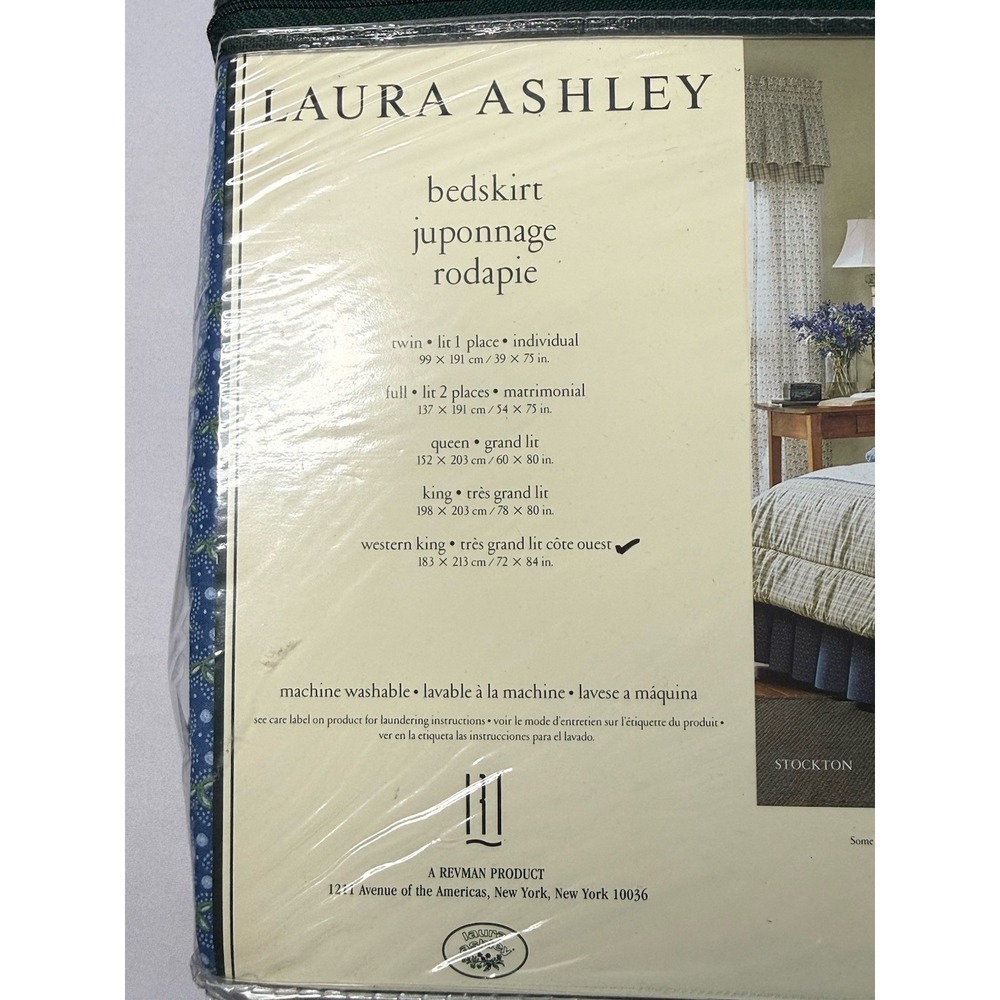 Laura Ashley Blue Stockton Western California King Bedskirt New Old Stock 2001 - Picture 4 of 5